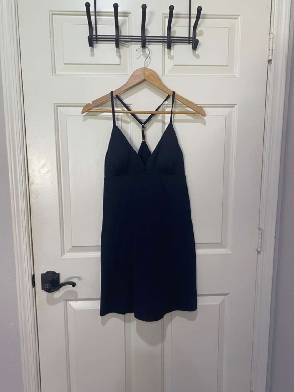 Laundry by Shelli Segal Black Sporty Mini Dress Gold Hardware Size Medium
